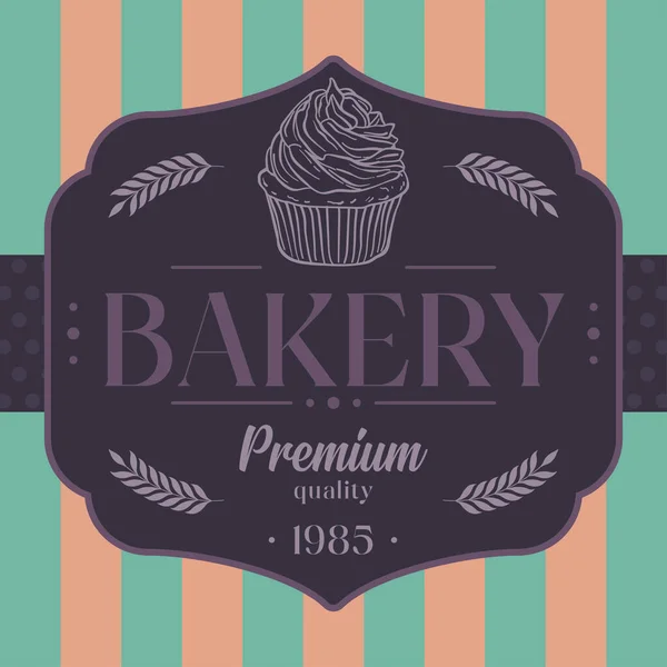 Isolated Retro High Quality Premium Bakery Badge Cupcake Vector Illustration — Stock Vector