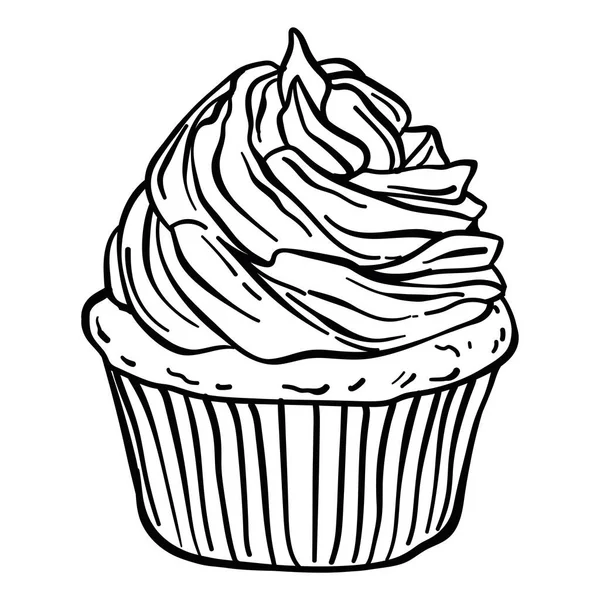 Geïsoleerde Retro Schets Van Een Cupcake Vector Illustratie — Stockvector