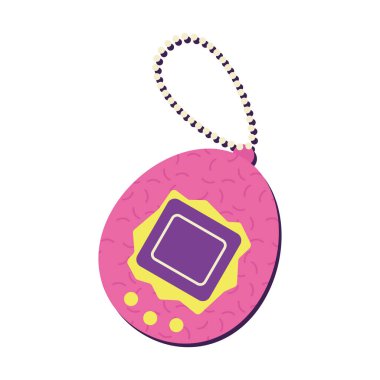 İzole edilmiş renkli tamagotchi Nostaljik geçmişe dönük Vektör illüstrasyonu