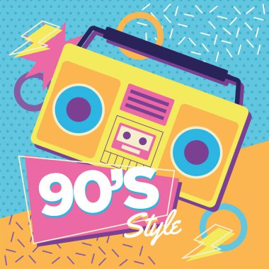 İzole edilmiş renkli radyo Nostaljik geçmişe dönük vektör illüstrasyonu