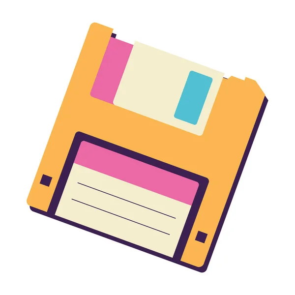 Disco Floppy Colorato Isolato Icona Retrò Nostalgica Illustrazione Vettoriale — Vettoriale Stock