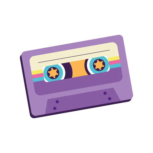 Geïsoleerde Gekleurde Cassette Tape Nostalgische Retro Icoon Vector Illustratie — Stockvector