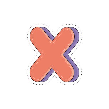 İzole edilmiş renkli haç etiketi simgesi Vektör illüstrasyonuName