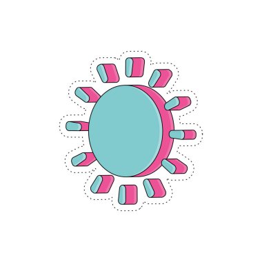 İzole edilmiş renkli güneş etiketi ikonu Vektör illüstrasyonuName