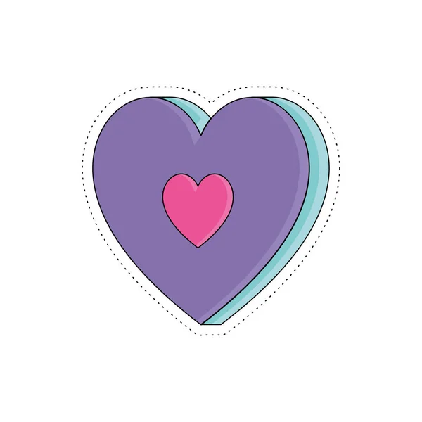 Aislado Lindo Color Groovy Corazón Forma Burbuja Chat Pegatina Icono — Vector de stock