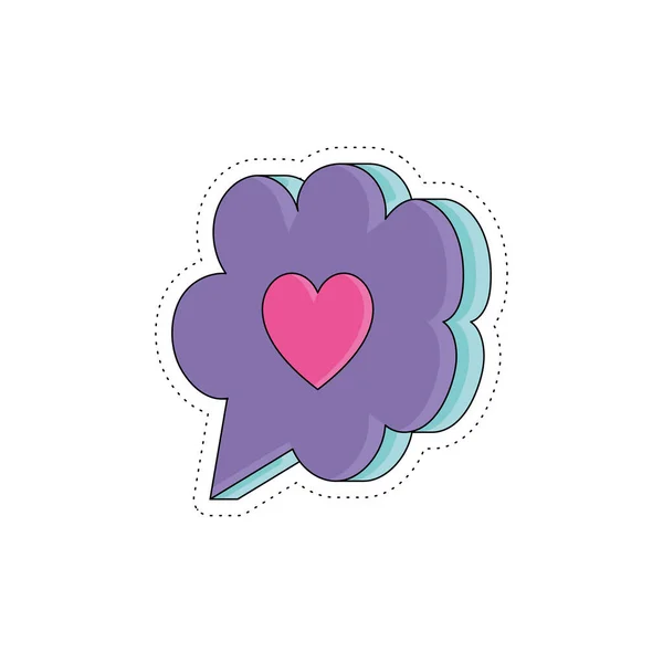 Geïsoleerde Schattig Gekleurde Groovy Bubble Chat Sticker Pictogram Vector Illustratie — Stockvector