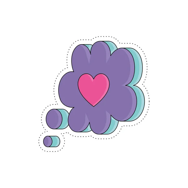 Icono Etiqueta Engomada Chat Burbuja Groovy Color Lindo Aislado Ilustración — Vector de stock