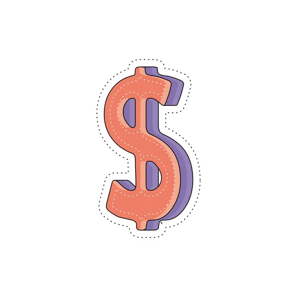 Icono Etiqueta Engomada Símbolo Dinero Groovy Color Aislado Ilustración Vectorial — Vector de stock