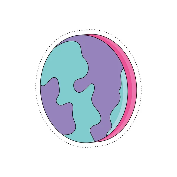 Isolierte Farbige Groovy Erde Planet Aufkleber Symbol Vector Illustration — Stockvektor
