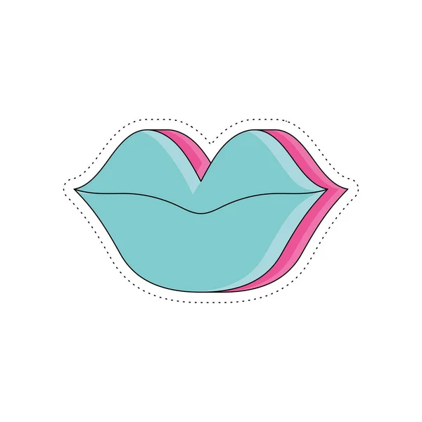 色彩斑斓的3D女性唇贴纸图标矢量插图 — 图库矢量图片
