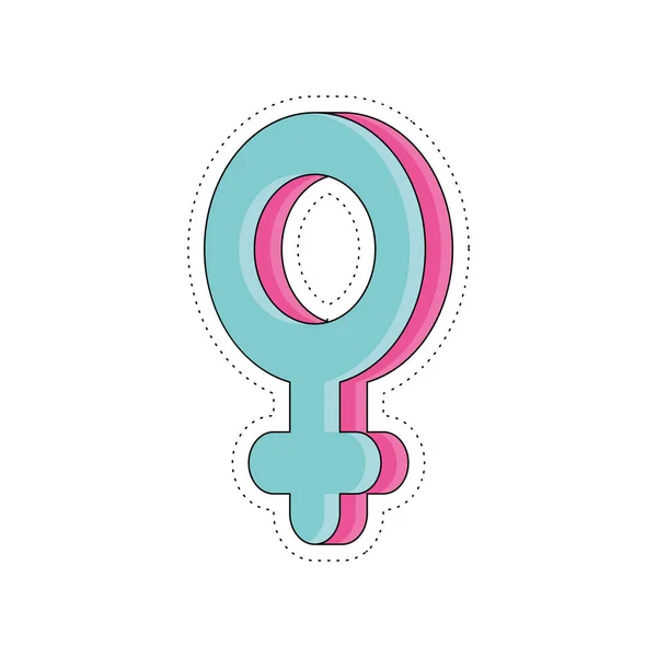 Isolierte Farbige Groovy Weibliche Geschlechtssymbol Aufkleber Symbol Vector Illustration — Stockvektor