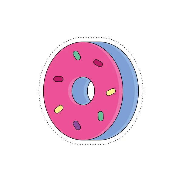 Zole Edilmiş Renkli Harika Donut Etiketi Simgesi Vektör Illüstrasyonu — Stok Vektör