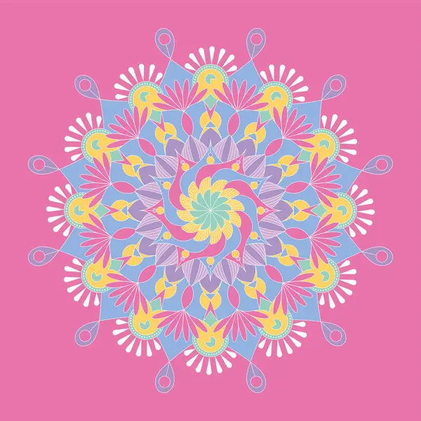 Isolated Pastry Colored Mandala Pattern Vector Illustration — Stock Vector
