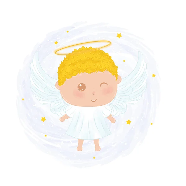 stock vector Isolated cute male angel character Vector illustration