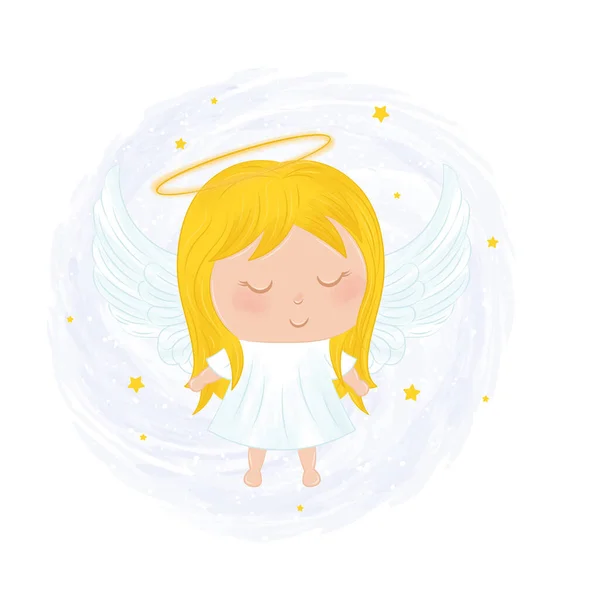 Isolated Cute Female Angel Character Vector Illustration Stock Vector