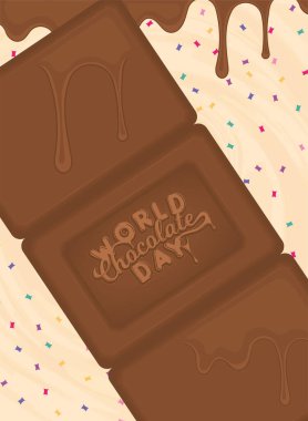 İzole çikolatalı şeker Dikey Dünya Çikolata Günü dikey poster illüstrasyonu