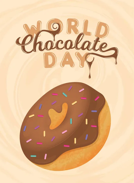 Ізольований Шоколадний Пончик Всесвітній День Шоколаду Вертикальний Плакат Векторні Ілюстрації — стоковий вектор