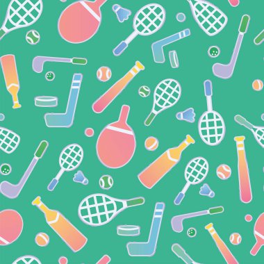 Spor simgeleri Vektör illüstrasyonlu renksiz desen arkaplanı