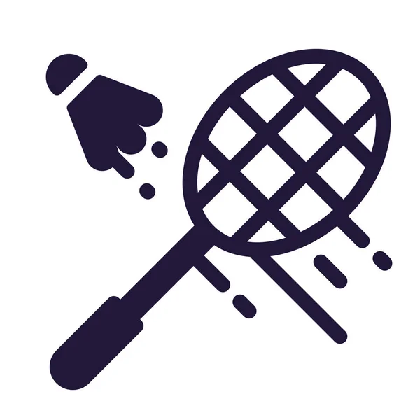 Zole Edilmiş Tek Renkli Badminton Raketi Mekik Siki Ikonu Çizimi — Stok Vektör