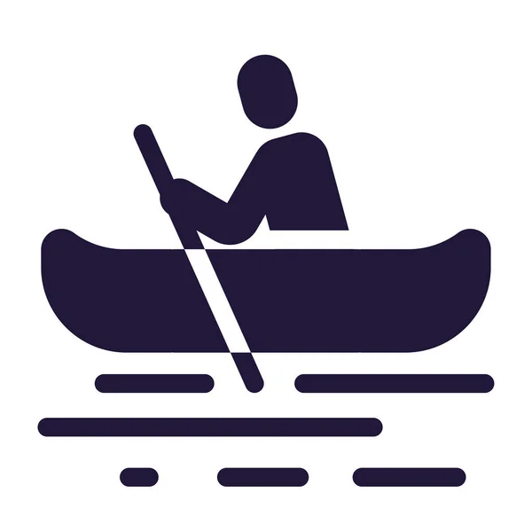 Isolado Pessoa Monocromática Fazendo Rafting Ícone Esporte Ilustração Vetorial —  Vetores de Stock