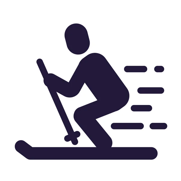 Isolated Monochrome Person Doing Ski Sport Icon Vector Illustration — Stock Vector