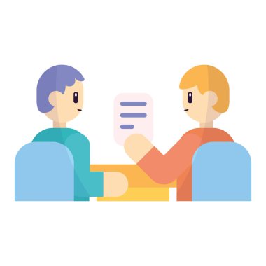 Kağıt simgesi olan bir çift iş adamı Vektör illüstrasyonu