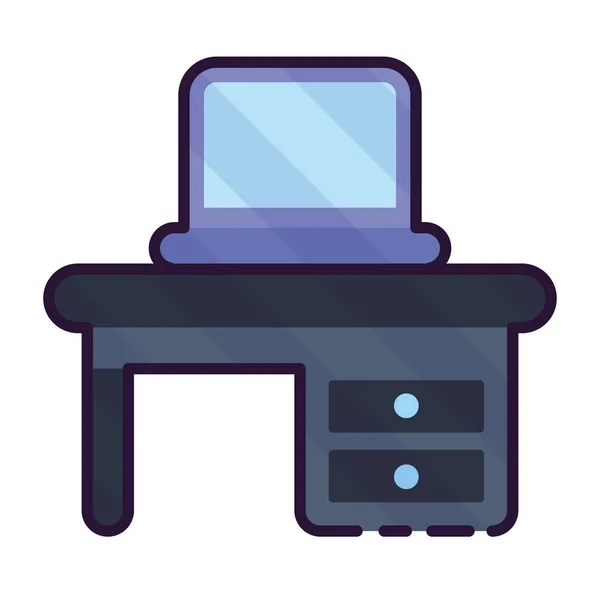 Isolated Laptop Table Office Sketch Icon Vector Illustration — Stock Vector