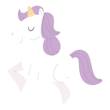 İzole edilmiş şirin tek boynuzlu at taslak ikonu Vektör illüstrasyonu