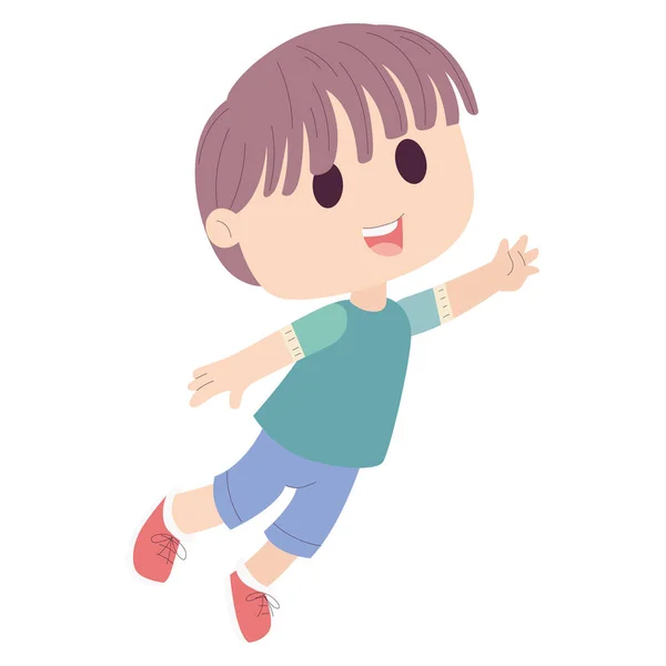 Απομονωμένο Χαριτωμένο Χαρούμενο Αγόρι Χαρακτήρα Διάνυσμα Εικονογράφηση — Διανυσματικό Αρχείο