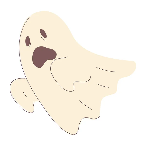 Isolated Spooky Cute Ghost Character Sketch Icon Vector Illustration — Stock Vector