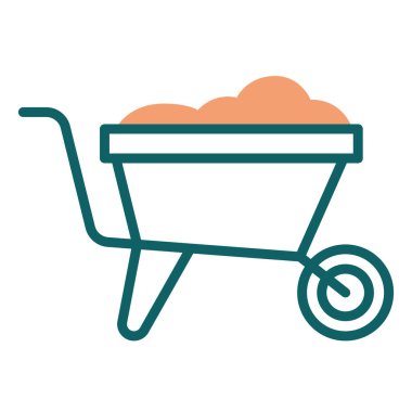 Toprak simgesi Vektör illüstrasyonlu izole el arabası