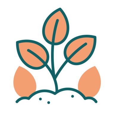 Toprak ikonu Vektör illüstrasyonuna ayrılmış küçük yeşil yaprak