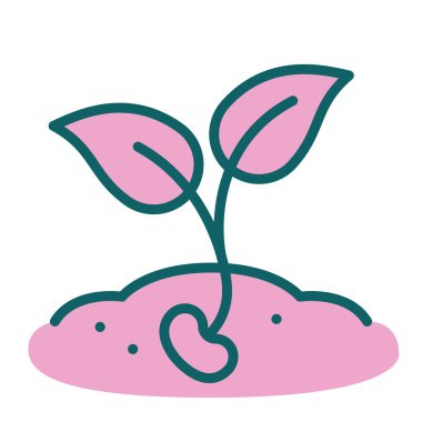 Toprak ikonu Vektör illüstrasyonuna ayrılmış küçük yeşil yaprak