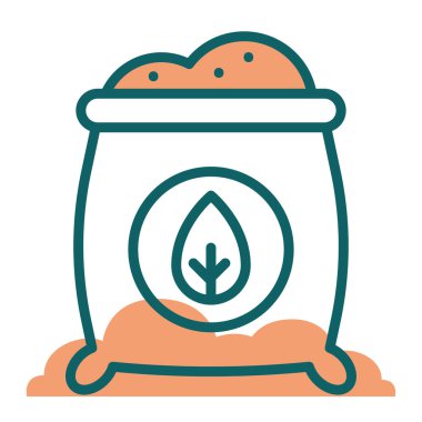 İzole edilmiş renkli gübre torbası bahçe ikonu Vektör illüstrasyonu