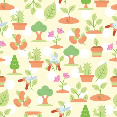 Bahçıvanlık simgeleri Vektör illüstrasyonu ile kusursuz desen arkaplanı