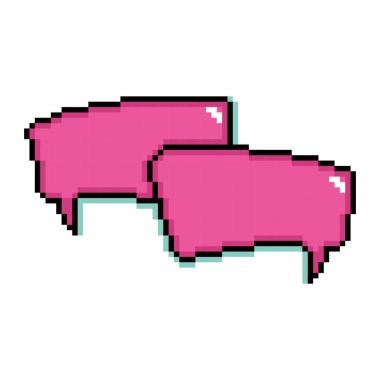 İzole edilmiş pembe pikselli komik konuşma balonu sohbet Vektör illüstrasyonu