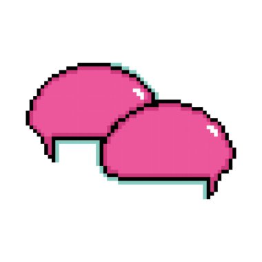 İzole edilmiş pembe pikselli komik konuşma balonu sohbet Vektör illüstrasyonu