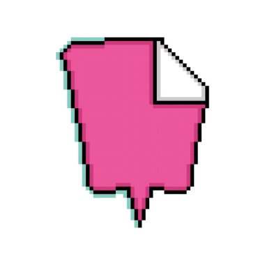 İzole edilmiş pembe pikselli komik konuşma balonu sohbet vektörü illüstrasyonu