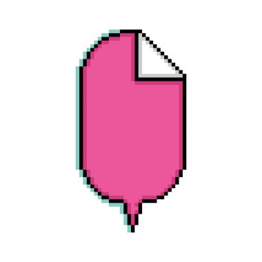 İzole edilmiş pembe pikselli komik konuşma balonu sohbet vektörü illüstrasyonu