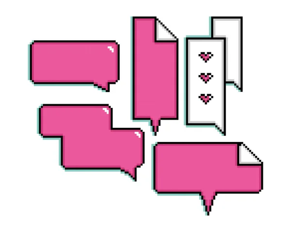 Set Pixelated Comic Speech Bulle Chats Illustration Vectorielle — Image vectorielle