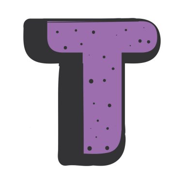 Gölge efektli renkli T harfi Vektör illüstrasyonu