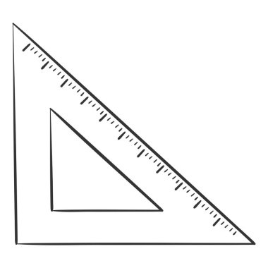 Bir cetvel okulu tedarik ikçisi illüstrasyonunun izole edilmiş çizimi