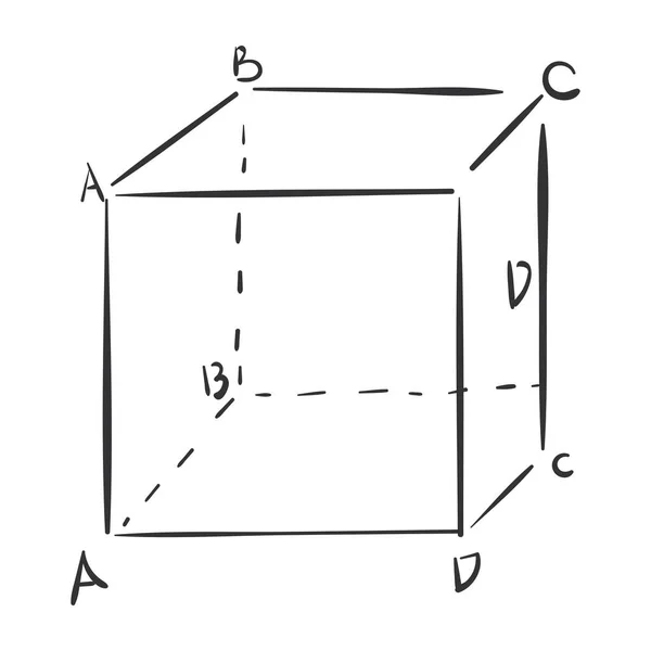 数学キューブ図ベクトルイラストの孤立したスケッチ — ストックベクタ