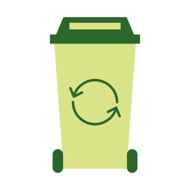 İzole edilmiş yeşil monokrom geri dönüşümlü çöp kutusu vektör illüstrasyonuName