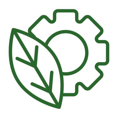 Bir dişli parça ikon Vektör illüstrasyonu ile izole edilmiş yeşil yaprak