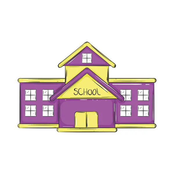 Isolado Colorido Escola Edifício Esboço Ícone Vector Ilustração — Vetor de Stock