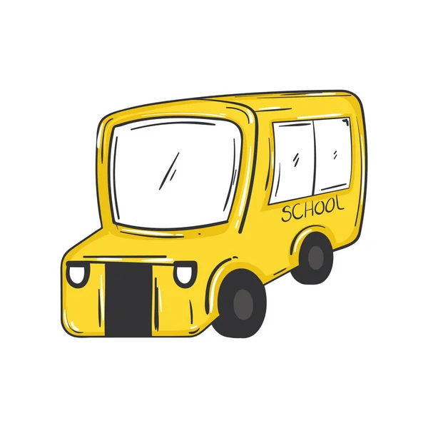 Isolé Icône Croquis Bus Scolaire Couleur Illustration Vectorielle — Image vectorielle