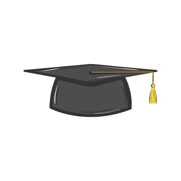 Isolado Colorido Escola Graduação Chapéu Esboço Ícone Vector Ilustração — Vetor de Stock