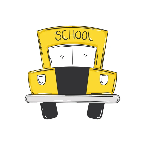 Ícone Esboço Ônibus Escolar Colorido Isolado Ilustração Vetorial — Vetor de Stock