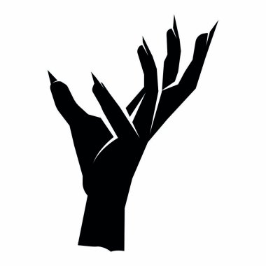 İzole edilmiş zombi eli silueti Hallwoeen simge vektör illüstrasyonu
